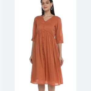 Elegant Orange Midi Dress